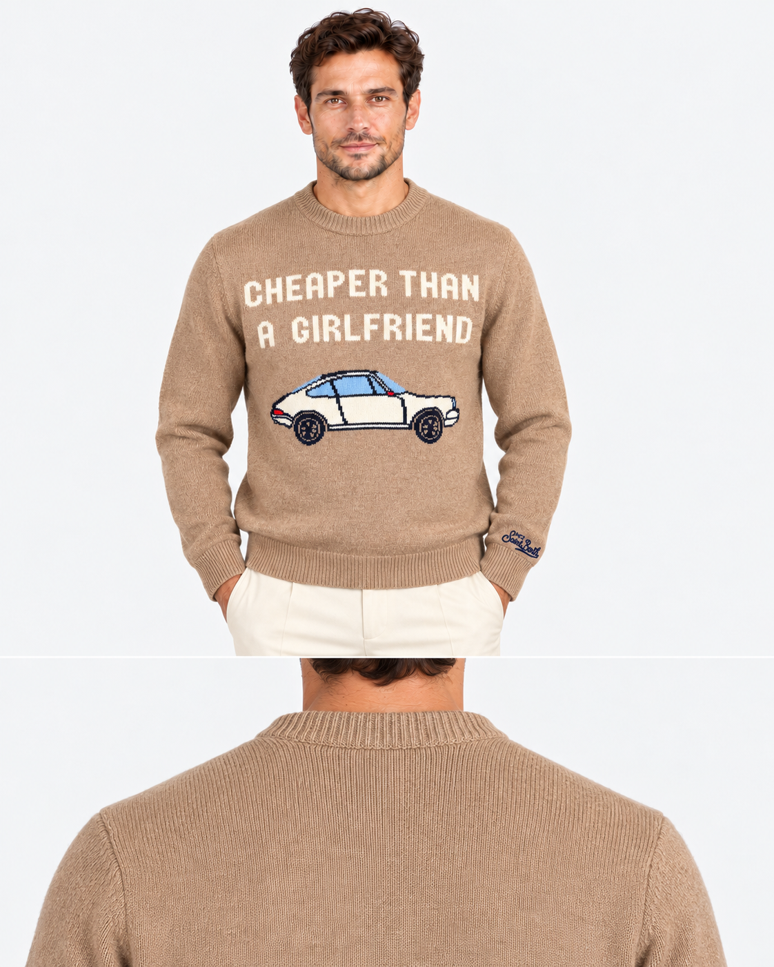 MC2 Saint Barth Maglia Uomo Cheaper Than a Girlfriend Beige