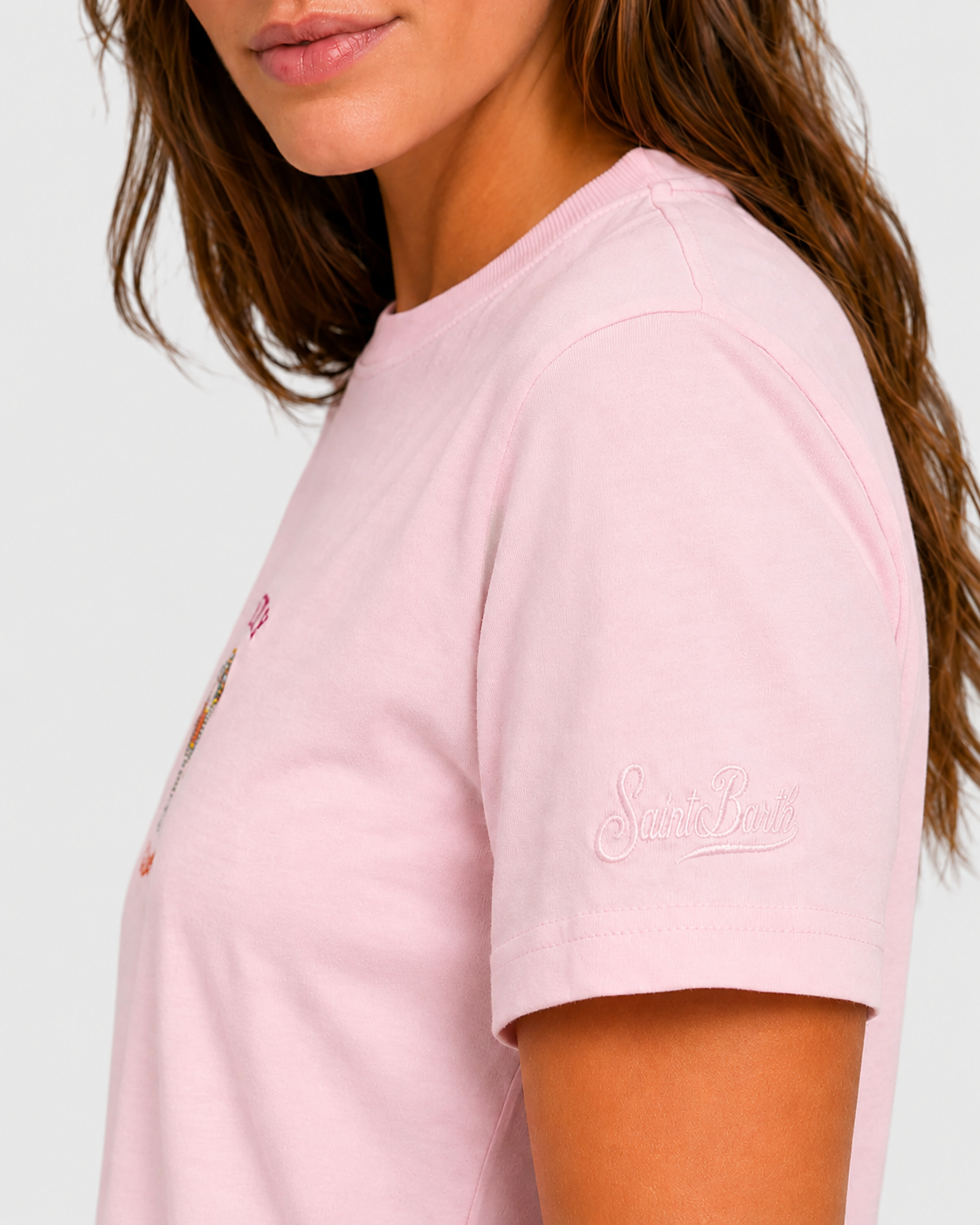 T-shirt Emilie rosa con ricamo Spritz Queen e strass
