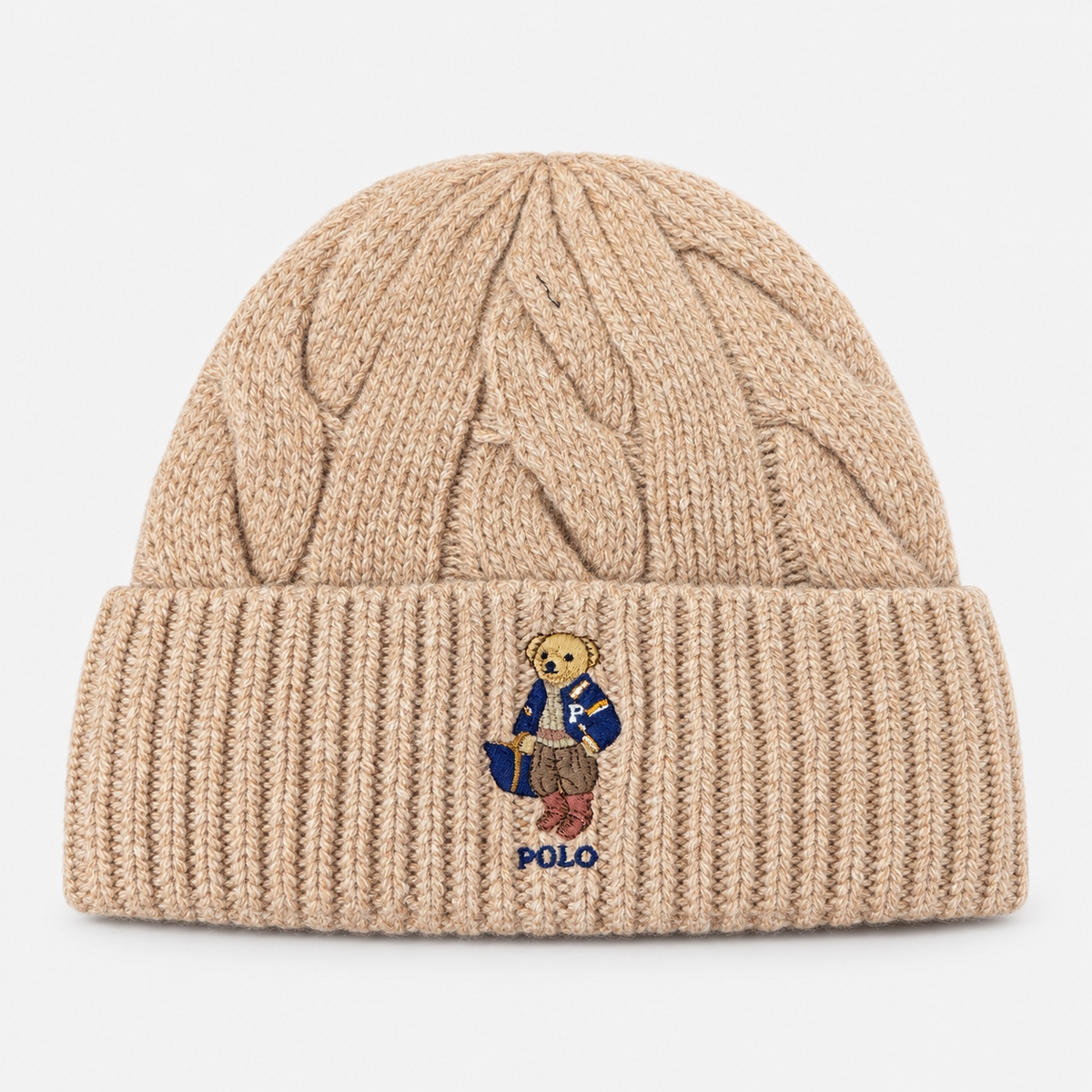 Polo Ralph Lauren Berretto Donna Polo Bear a Trecce Beige