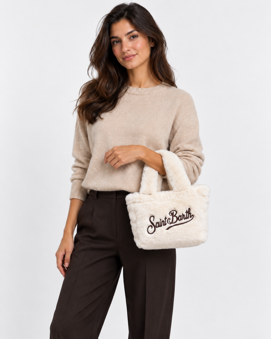 MC2 Saint Barth Borsa Donna Vanity Mini Soft Fur Avorio