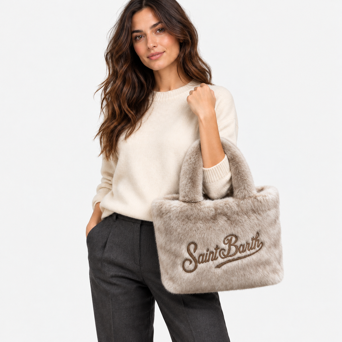 MC2 Saint Barth Borsa Donna Colette Soft Fur Beige