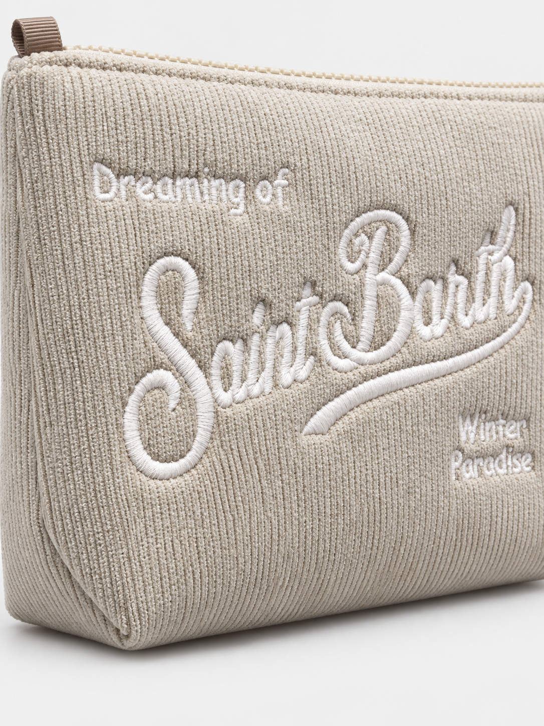 MC2 Saint Barth Pochette Donna Aline in Velluto a Coste Beige