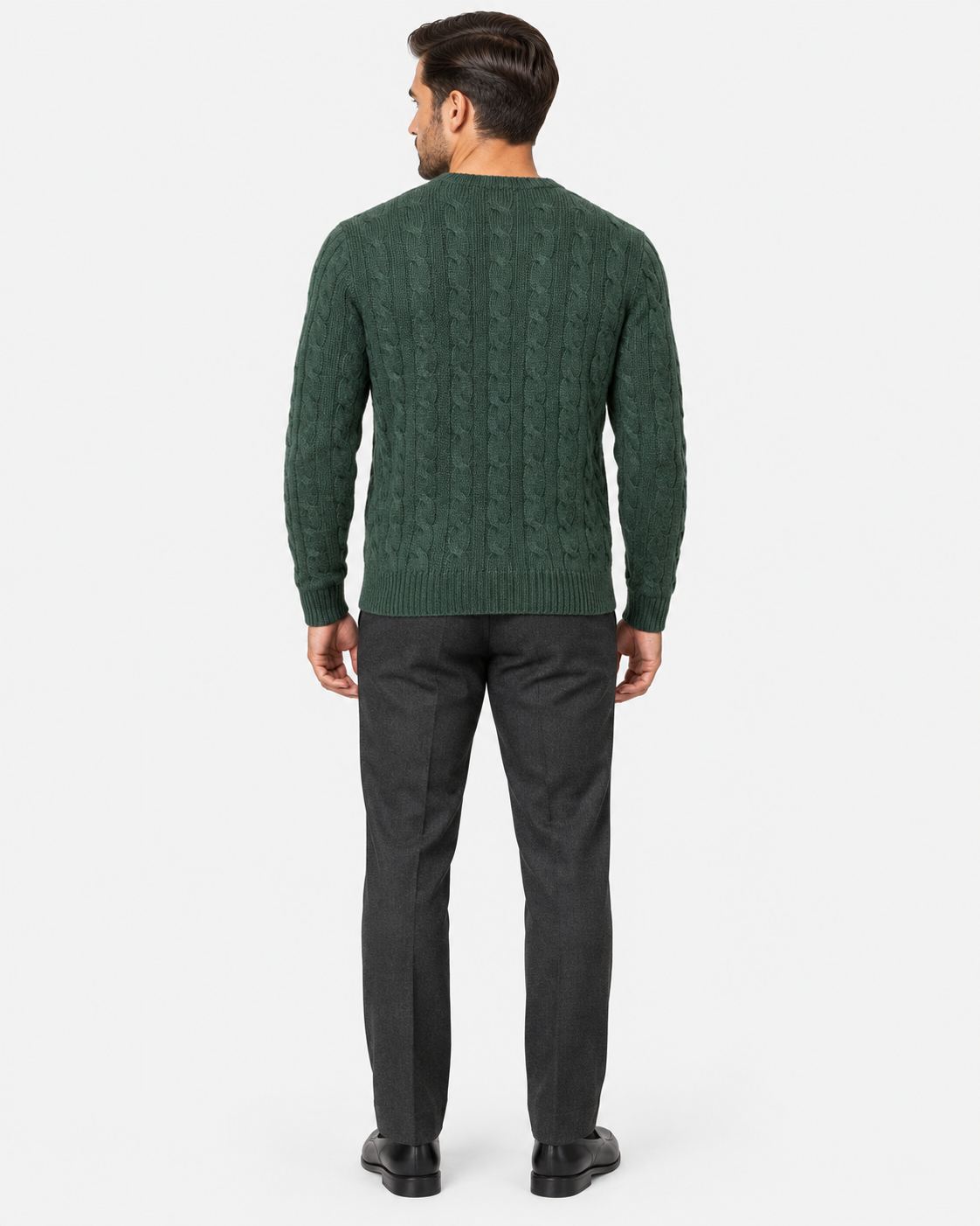 Polo Ralph Lauren Maglia Uomo Verde a Trecce in Lana e Cashmere