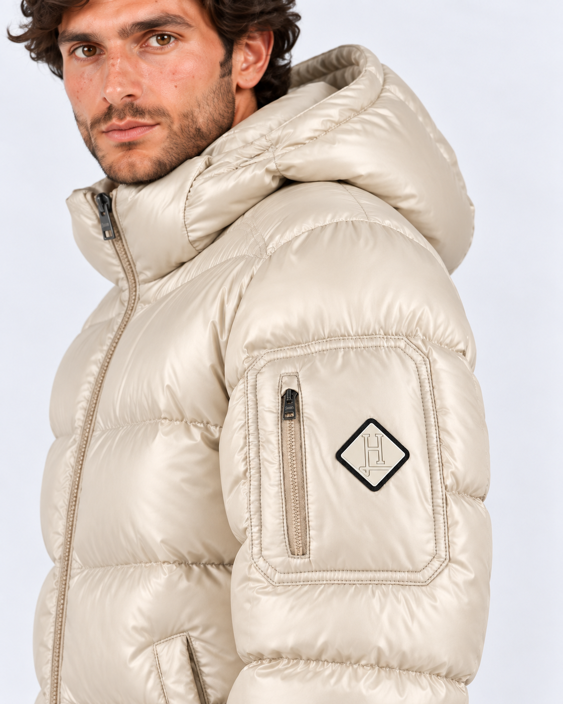 Herno Piumino uomo chantilly con cappuccio e zip a doppio cursore
