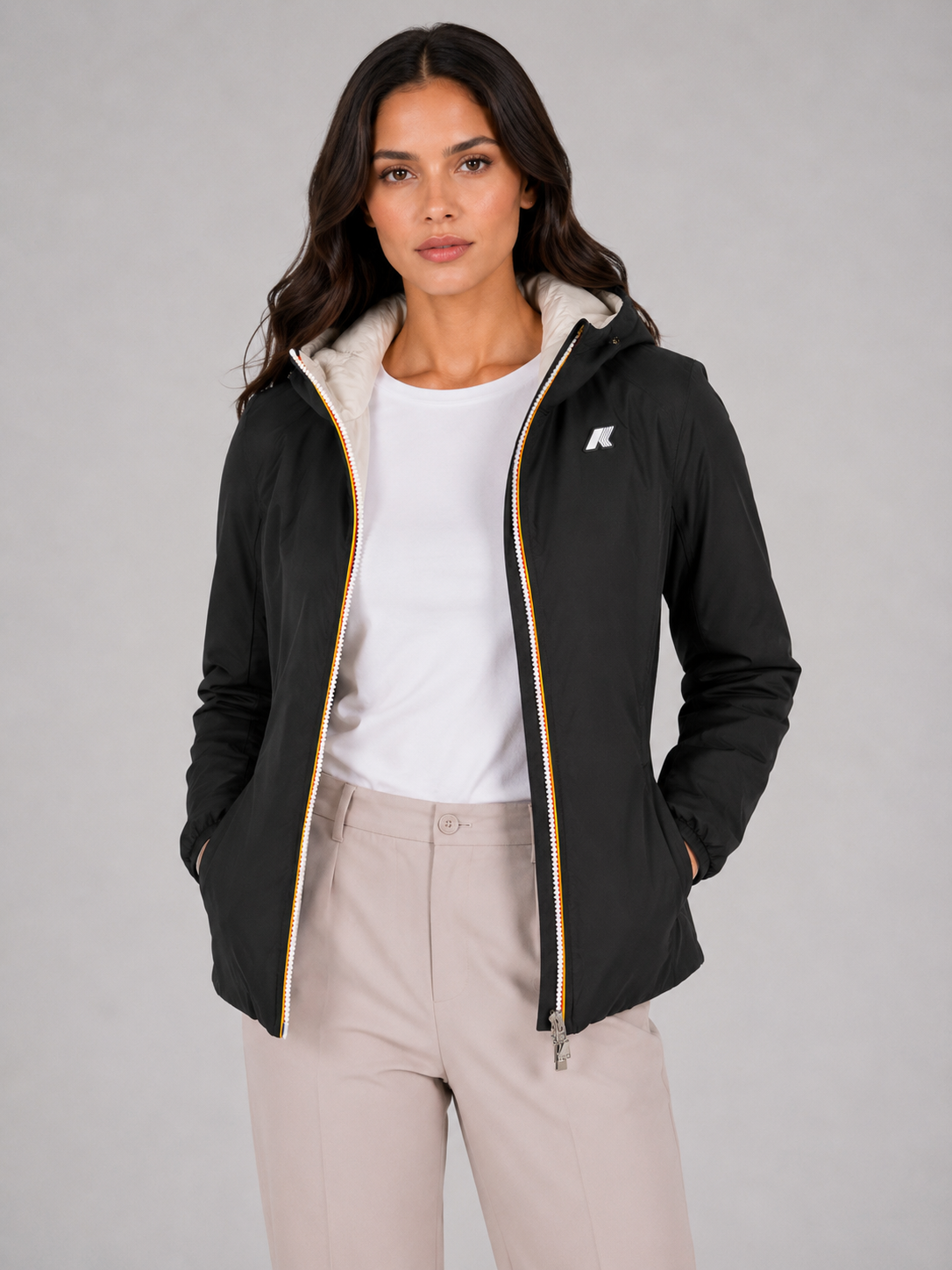 GIACCA LILY STRETCH THERMO DOUBLE BLACK PURE - WHITE NATURAL
