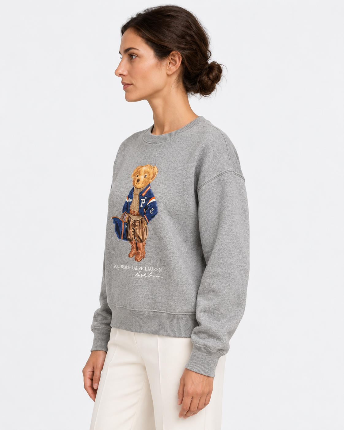 Polo Ralph Lauren Felpa Donna Polo Bear Girocollo Grigio Mélange