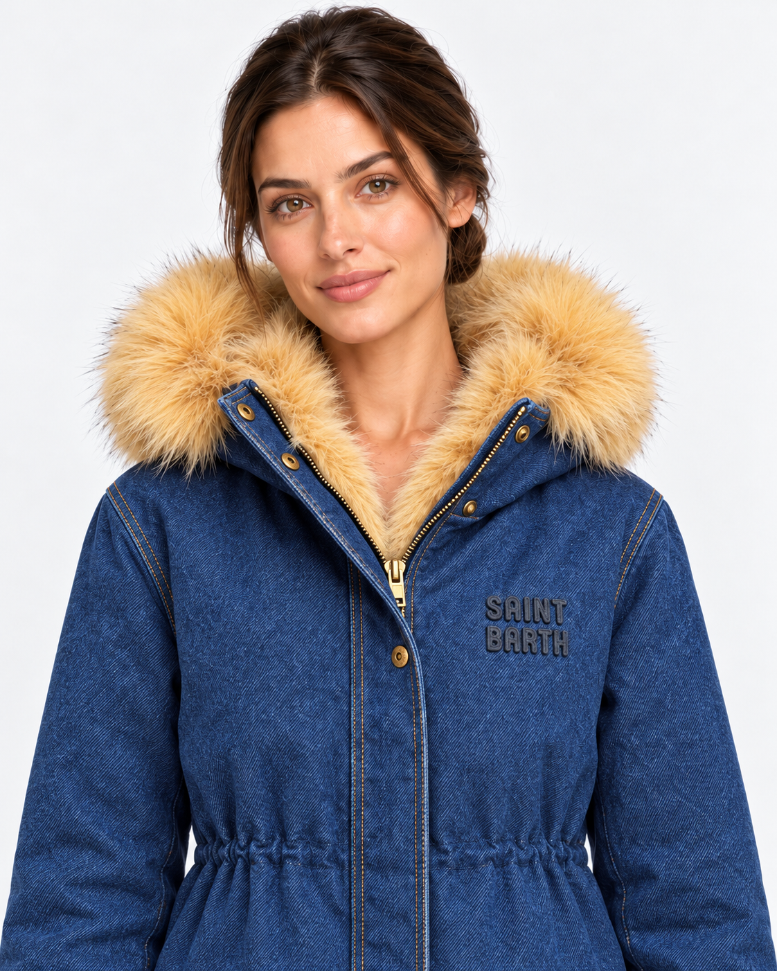 MC2 Saint Barth Parka Donna Brenna in Denim Blu