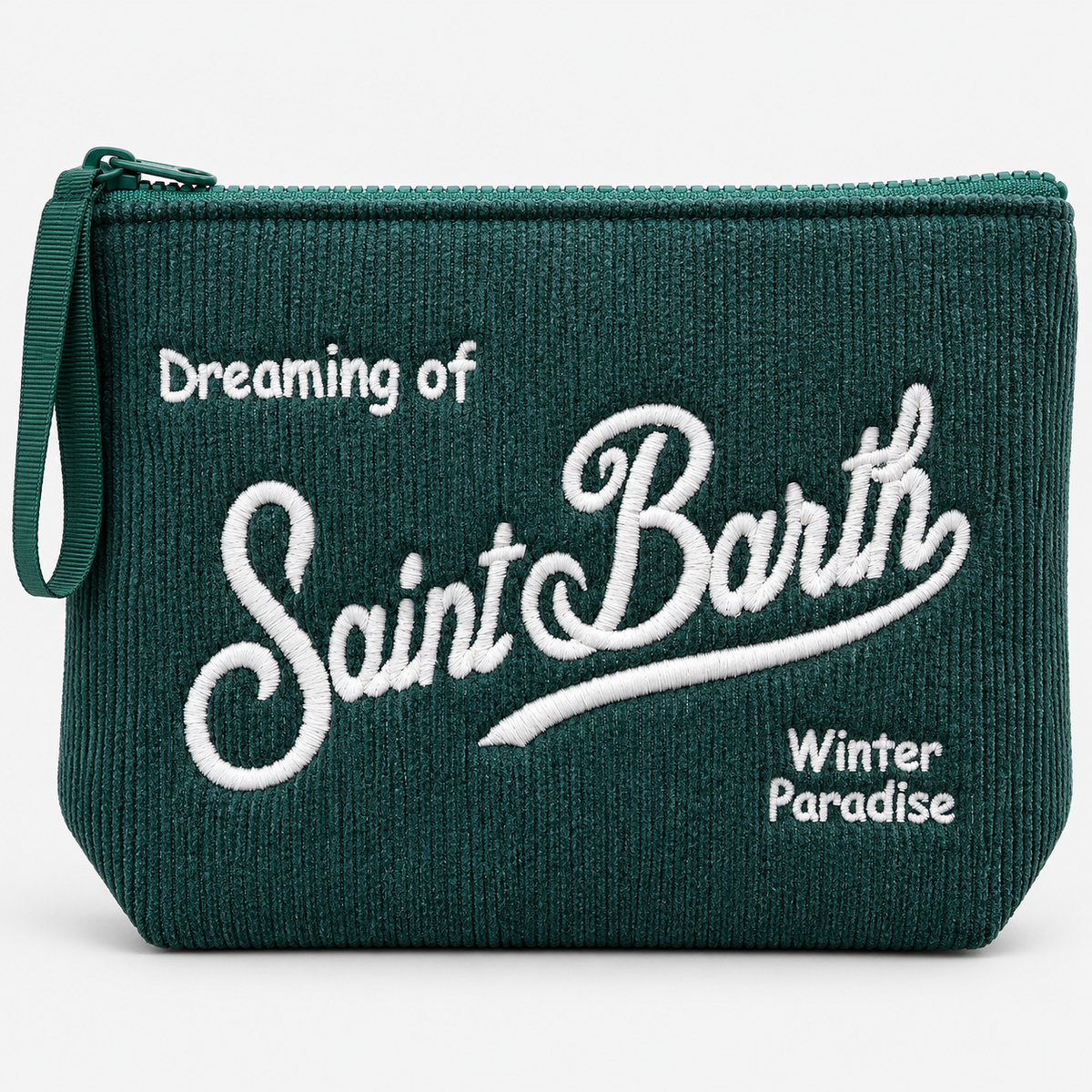 MC2 Saint Barth Pochette Donna Aline in Velluto a Coste Verde Scuro