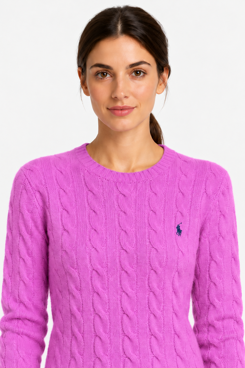polo ralph lauren Maglione donna girocollo in lana e cashmere a trecce