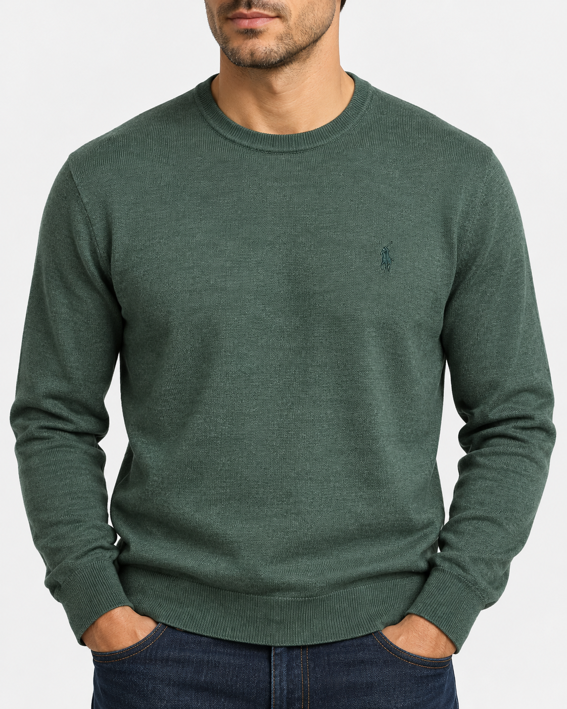 Polo Ralph Lauren Maglione Uomo Girocollo in Lana Verde
