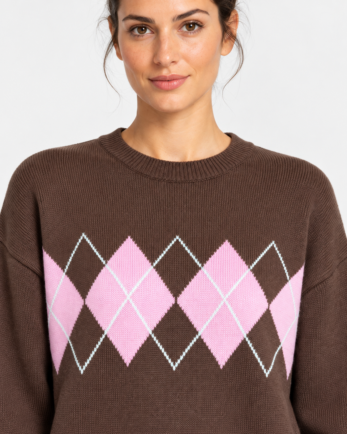MC2 Saint Barth Maglia Donna Tessa Argyle Marrone a Rombi