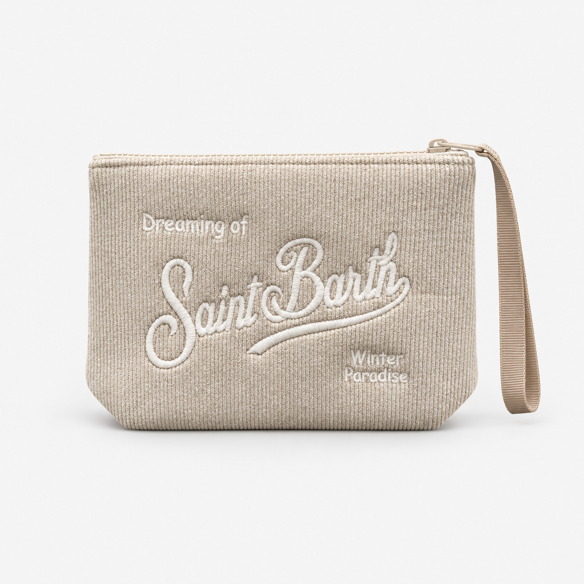 MC2 Saint Barth Pochette Donna Aline in Velluto a Coste Beige