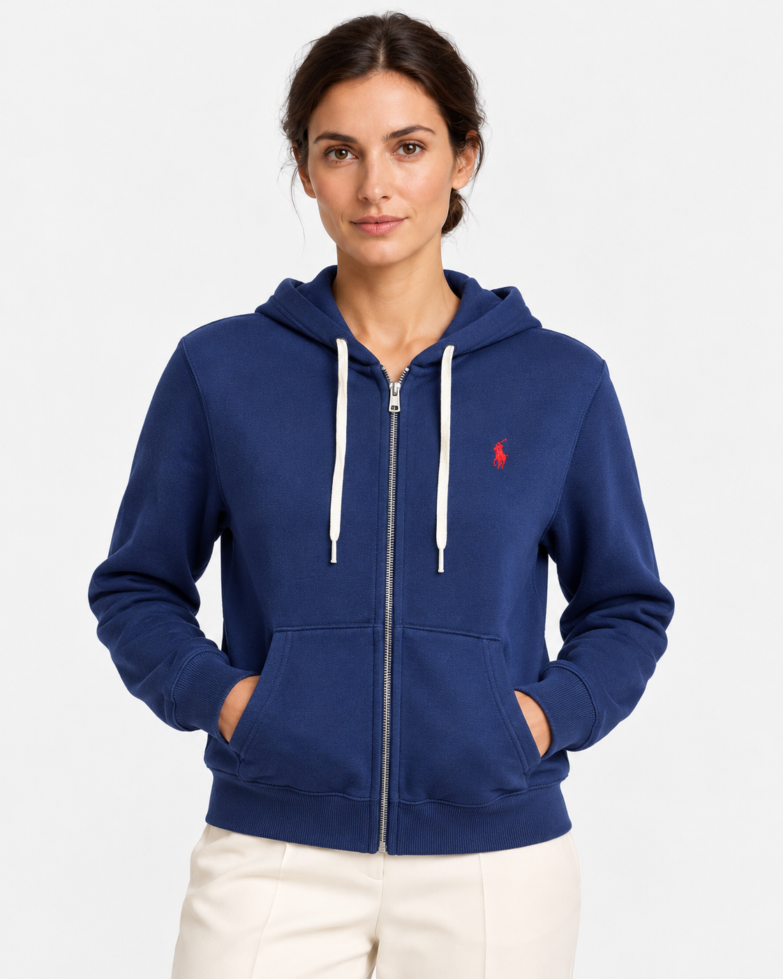 Polo Ralph Lauren Felpa Donna Blu con Cappuccio e Zip