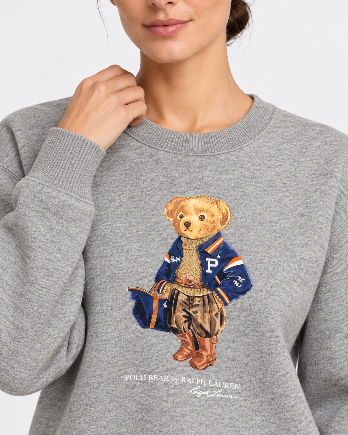 Polo Ralph Lauren Felpa Donna Polo Bear Girocollo Grigio Mélange