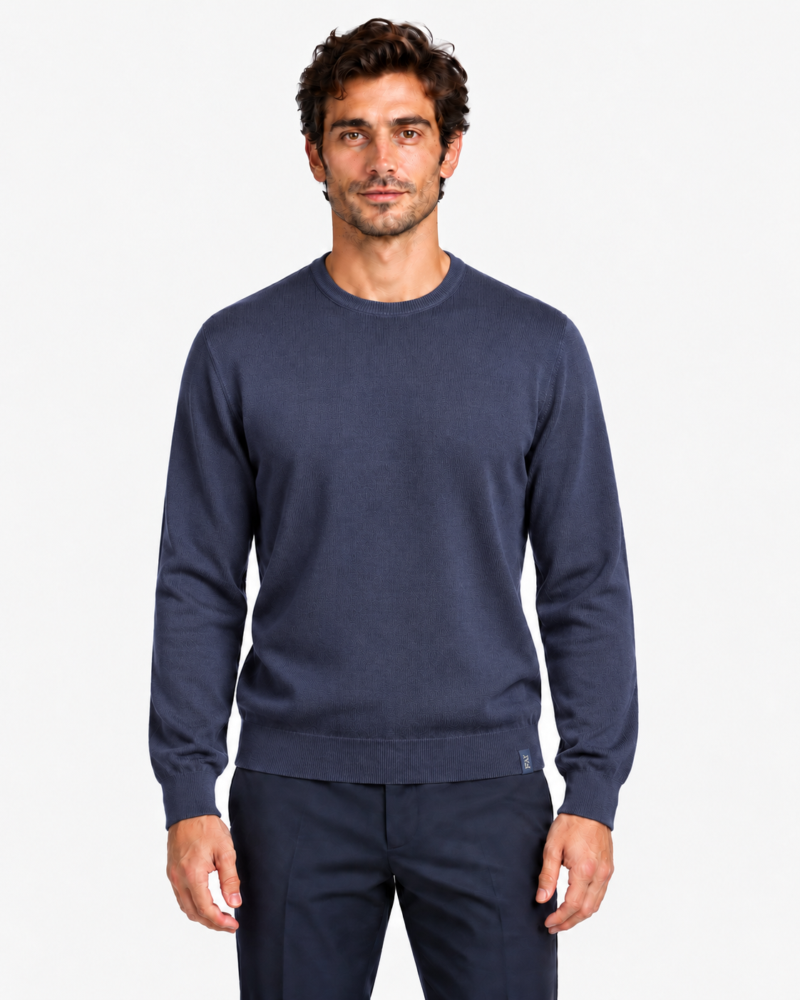 Fay Pull Girocollo Uomo in Lana Merinos Blu