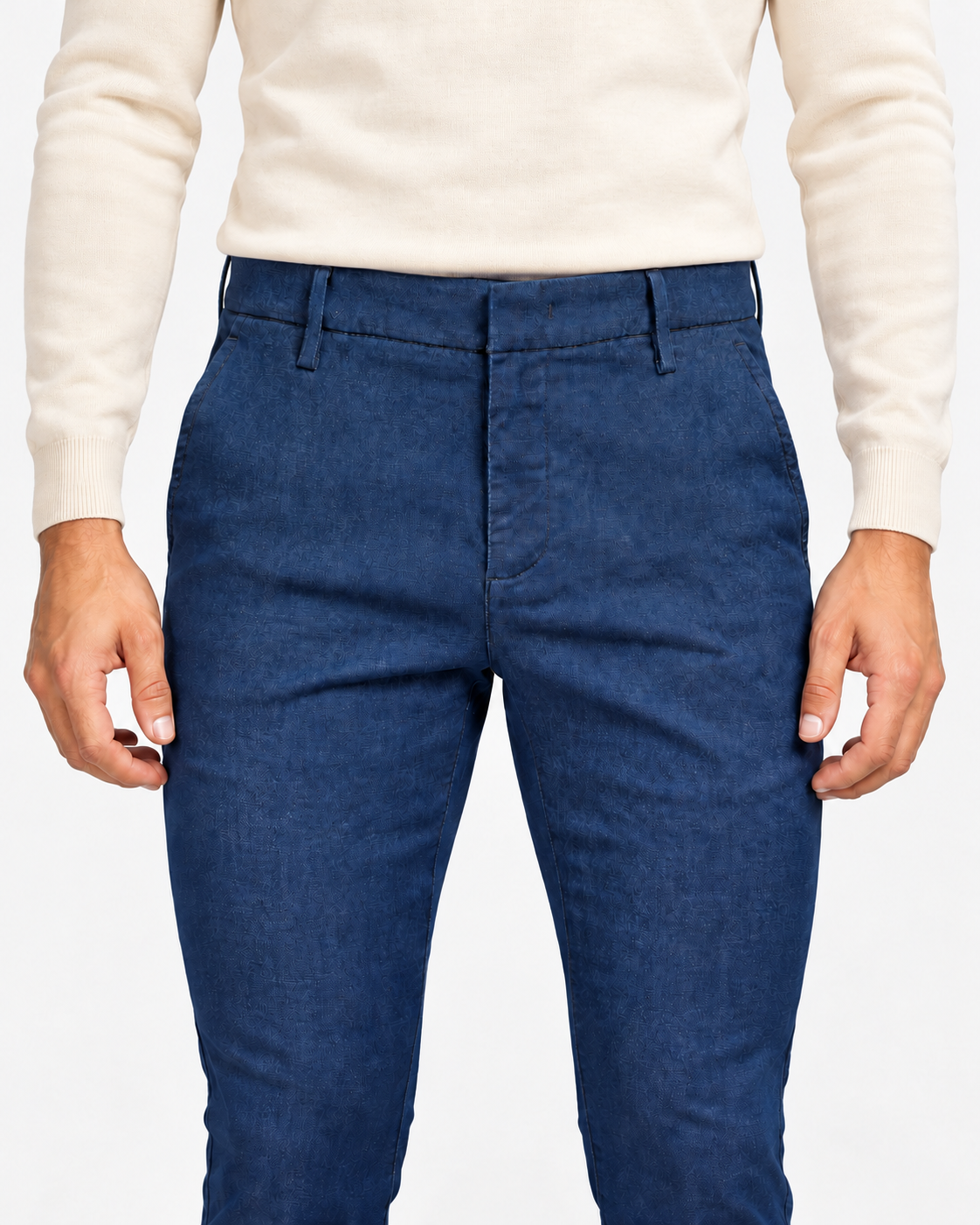 Dondup Pantalone Uomo Blu in Cotone Stretch