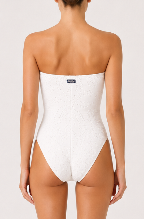 Costume intero Khyra in sangallo bianco a fascia