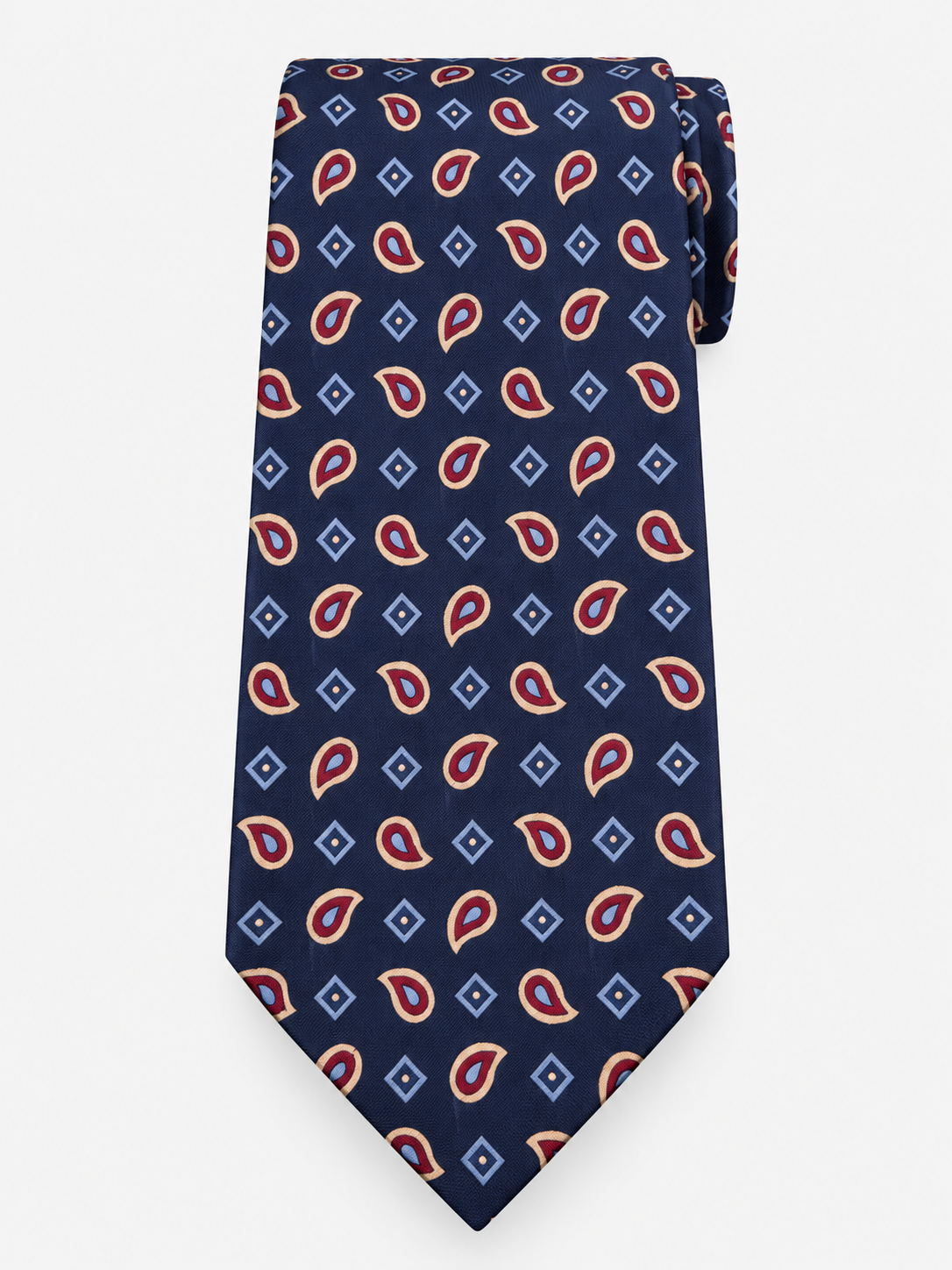 Fefè Cravatta Uomo in Seta Blu Navy con Fantasia Paisley