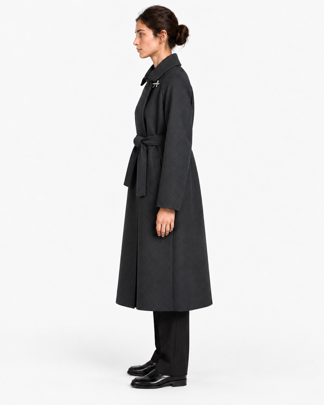 Fay Cappotto Donna a Vestaglia Nero in Lana e Cashmere
