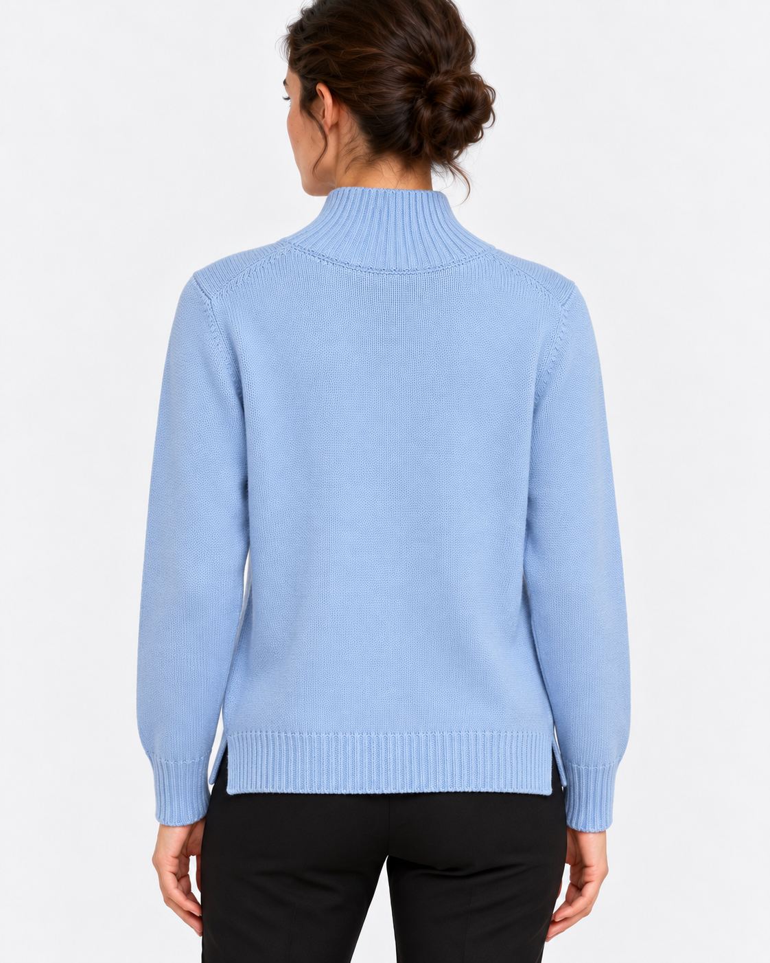 Gran Sasso Maglia Lupetto Donna Celeste in Lana Vergine