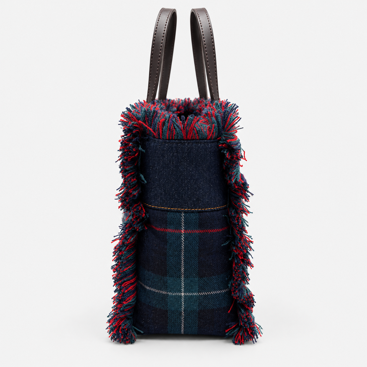 MC2 Saint Barth Borsa Donna Colette Patchwork Tartan Blu e Rosso