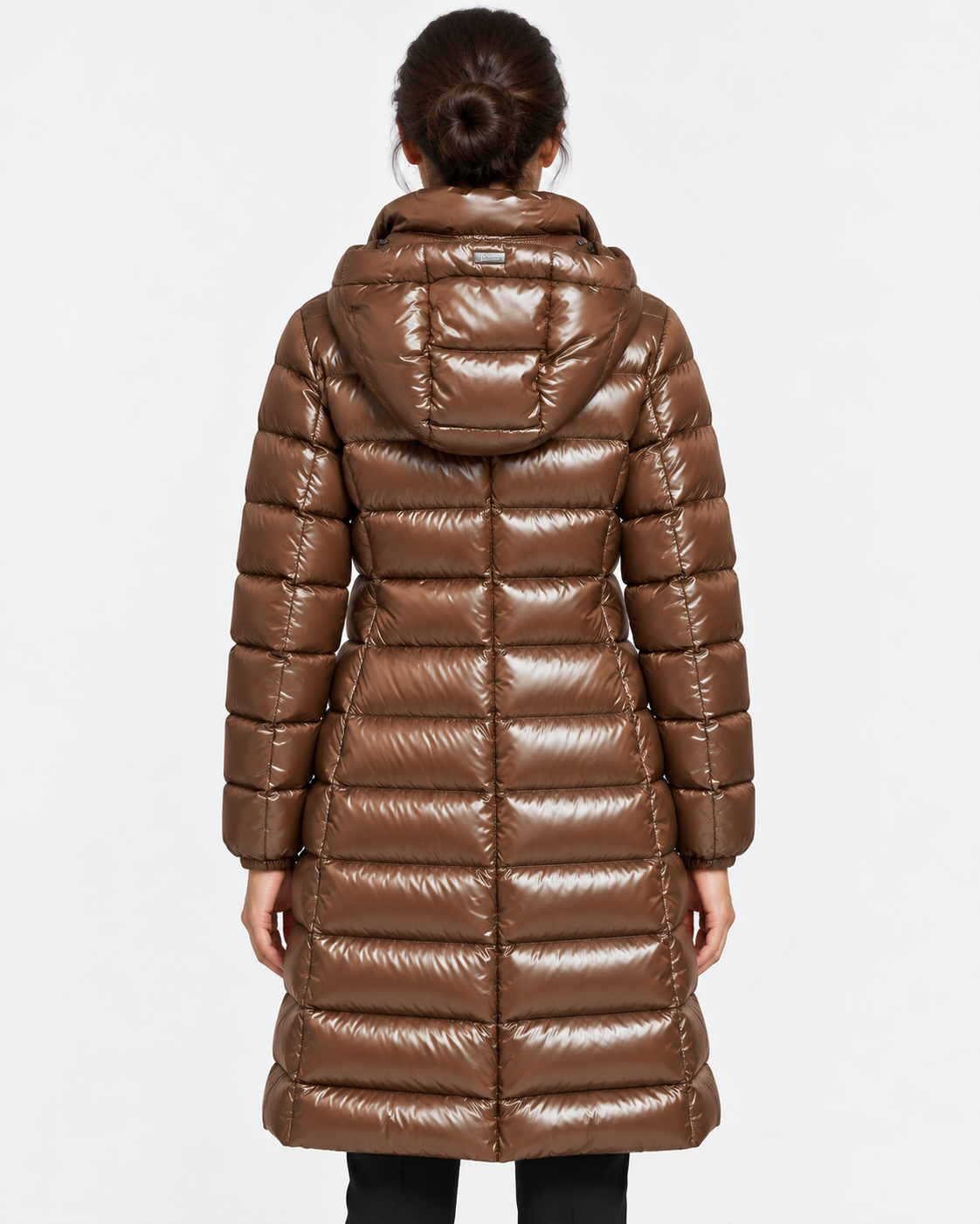Herno Piumino Donna in Nylon Lucido Testa di Moro con Cappuccio