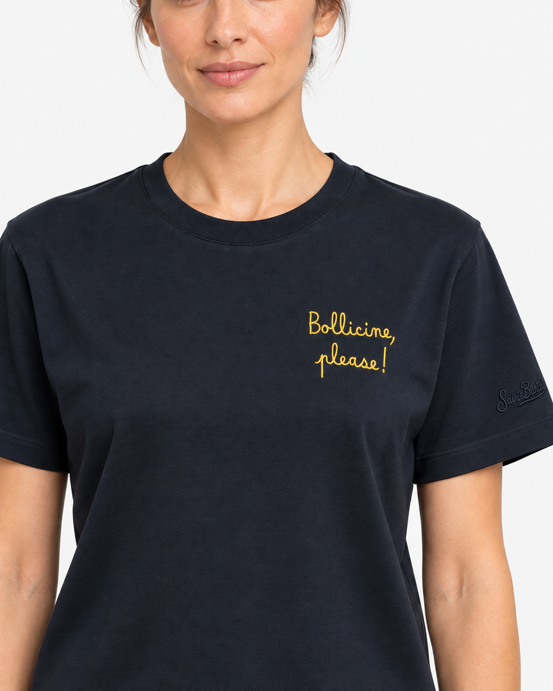 MC2 Saint Barth T-shirt Donna Emilie Bollicine Please in Cotone NERO