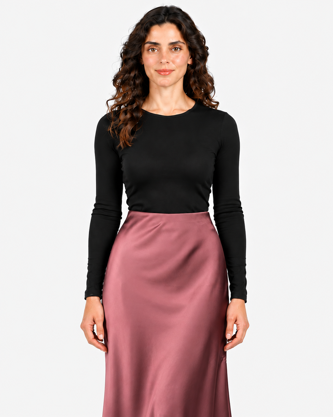 Imperial Gonna Lunga Donna Plum Noir in Raso