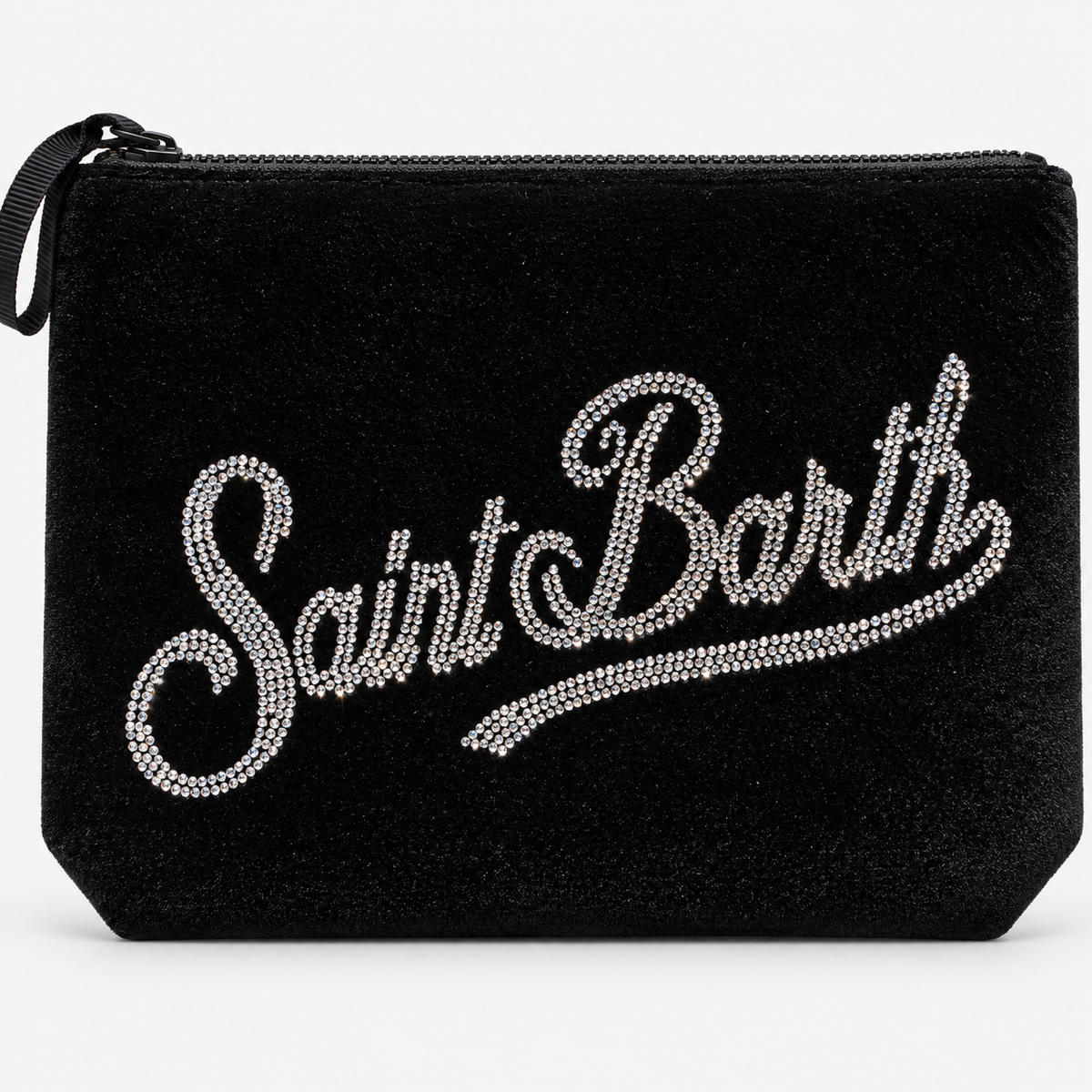 MC2 Saint Barth Pochette Donna Aline in Velluto Nero con Strass