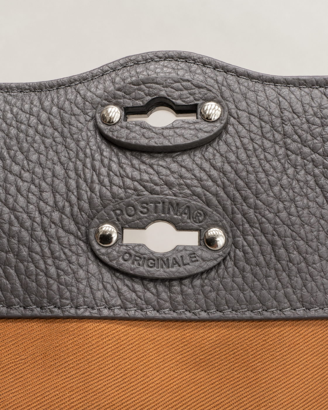 BORSA POSTINA® BABY IN PELLE MARTELLATA GREY VULCANO