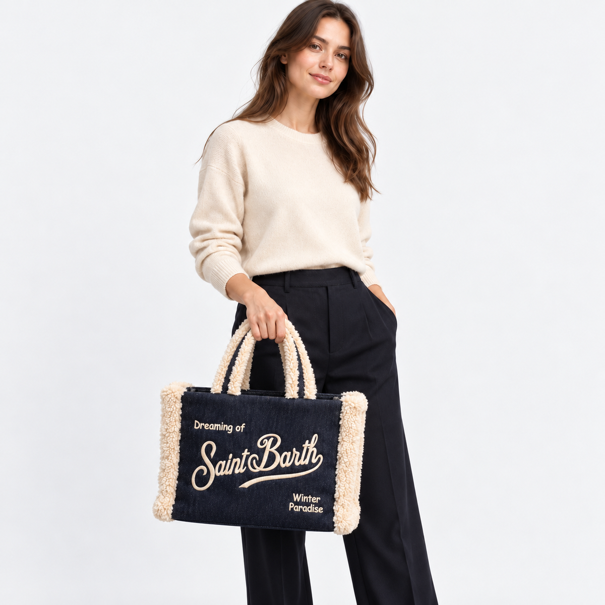 MC2 Saint Barth Borsa Donna Vanity Denim Scuro con Dettagli Teddy