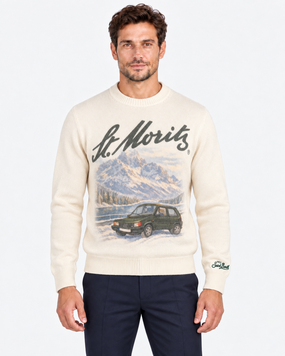 MC2 Saint Barth Maglia Uomo Panda St. Moritz Panna