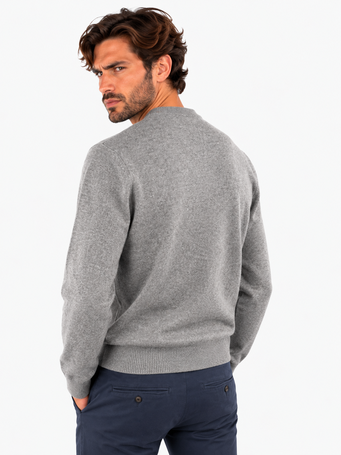 Gran Sasso Girocollo uomo in cashmere grigio