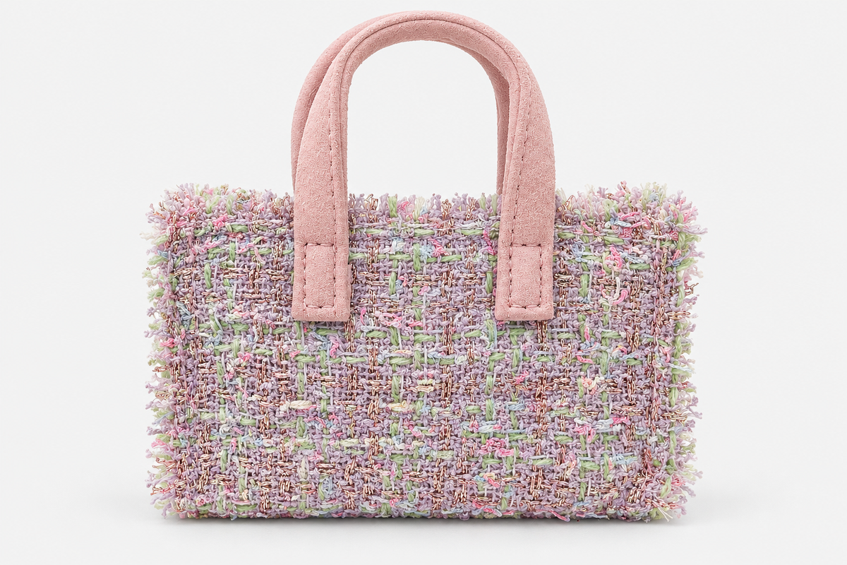 MC2 Saint Barth Key Bag Donna in Tweed Lurex Rosa Multicolore
