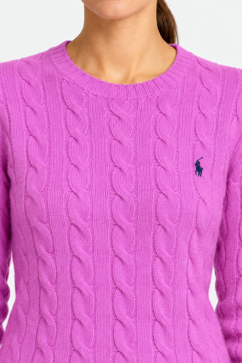 polo ralph lauren Maglione donna girocollo in lana e cashmere a trecce
