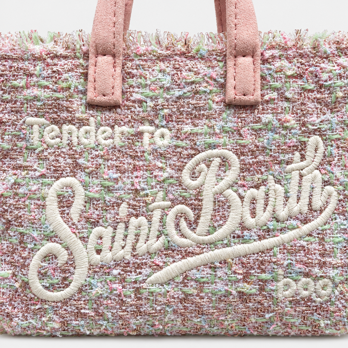 MC2 Saint Barth Phone Bag Donna in Tweed Rosa Multicolore con Tracolla