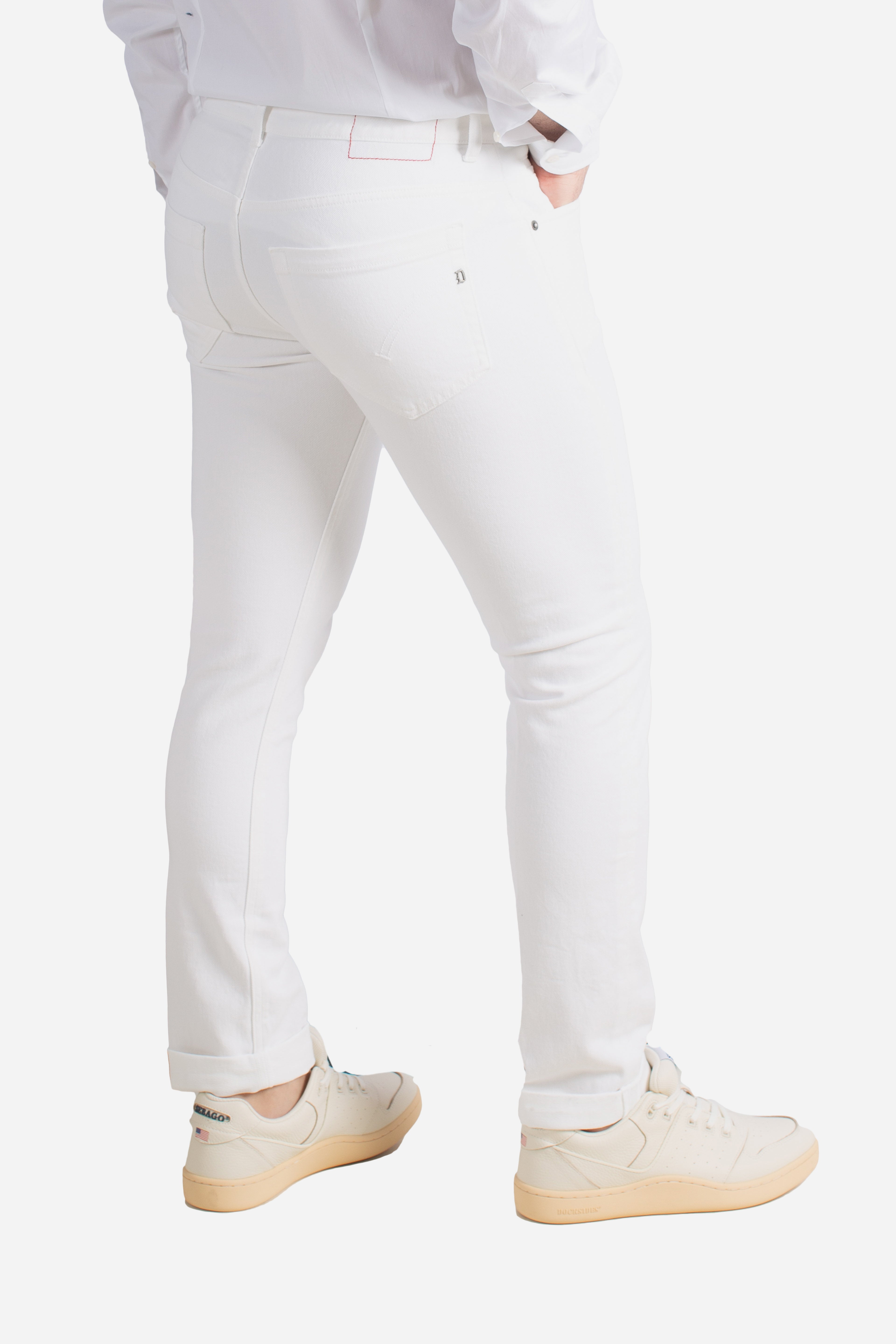 Jeans 5 tasche skinny George in bull bluesign stretch 11 oz latte