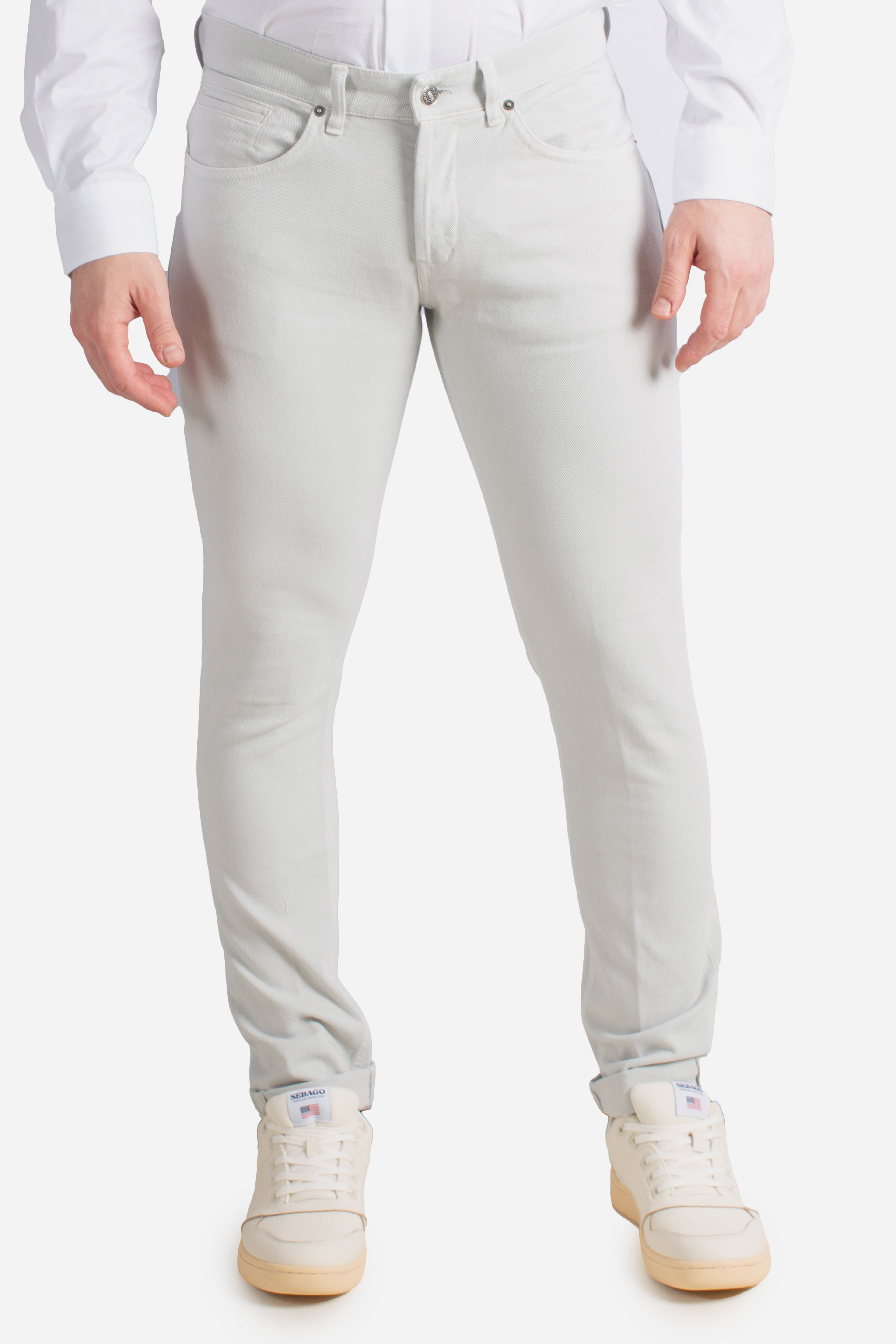 Jeans 5 tasche skinny George in bull bluesign stretch 11 oz cristallo