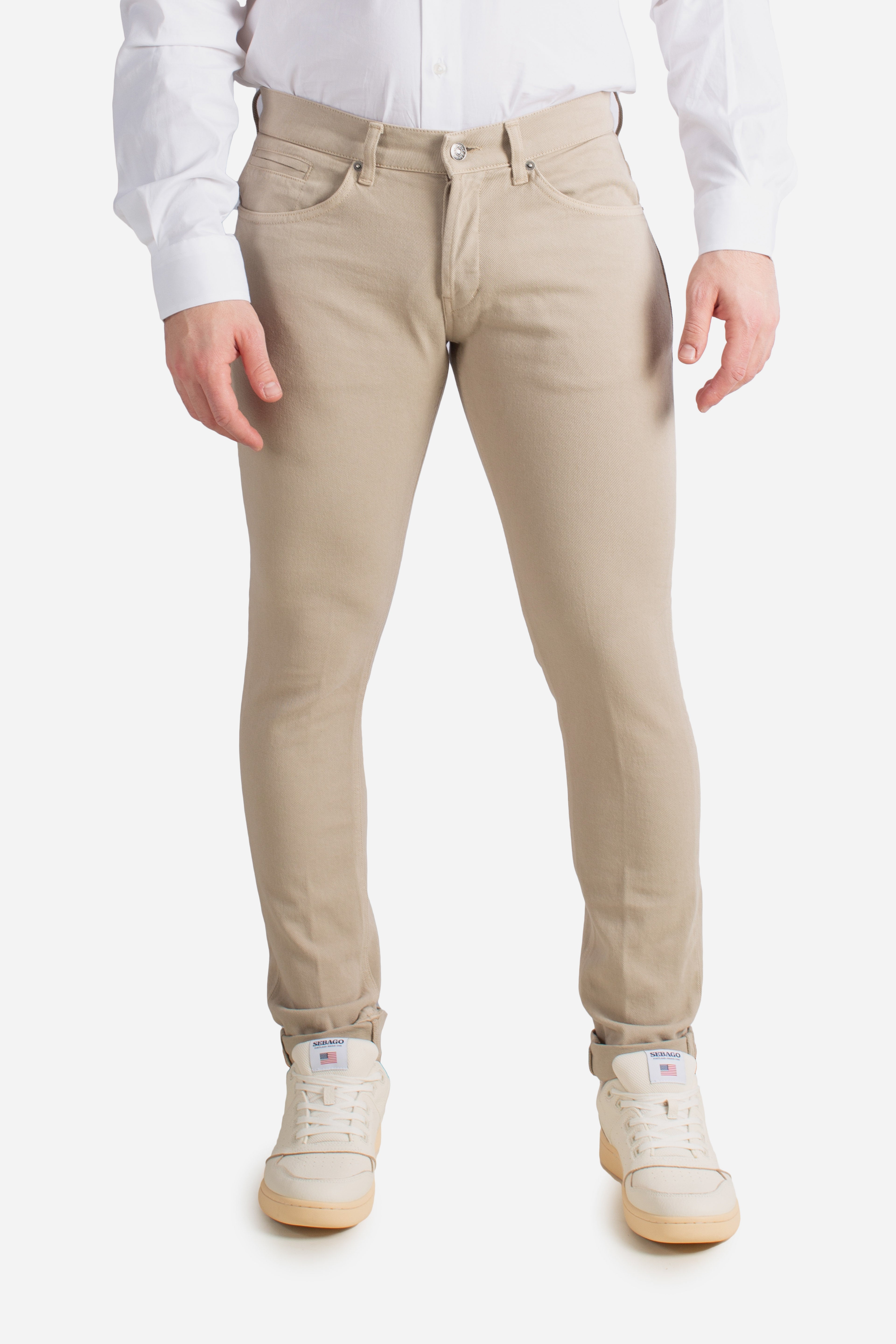 Jeans 5 tasche skinny George in bull bluesign stretch 11 oz sabbia