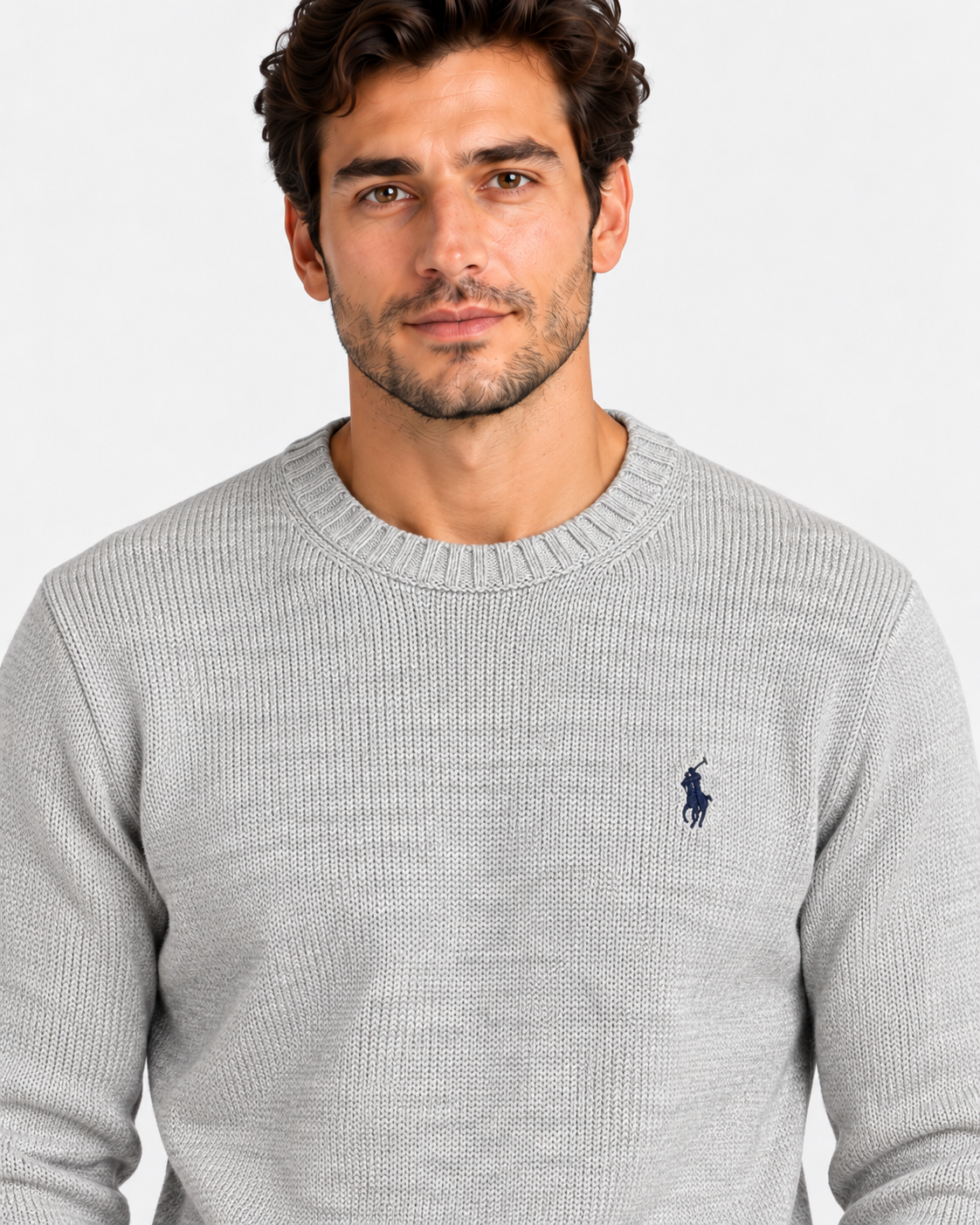 Polo Ralph Lauren Maglione Uomo Girocollo in Cotone Grigio