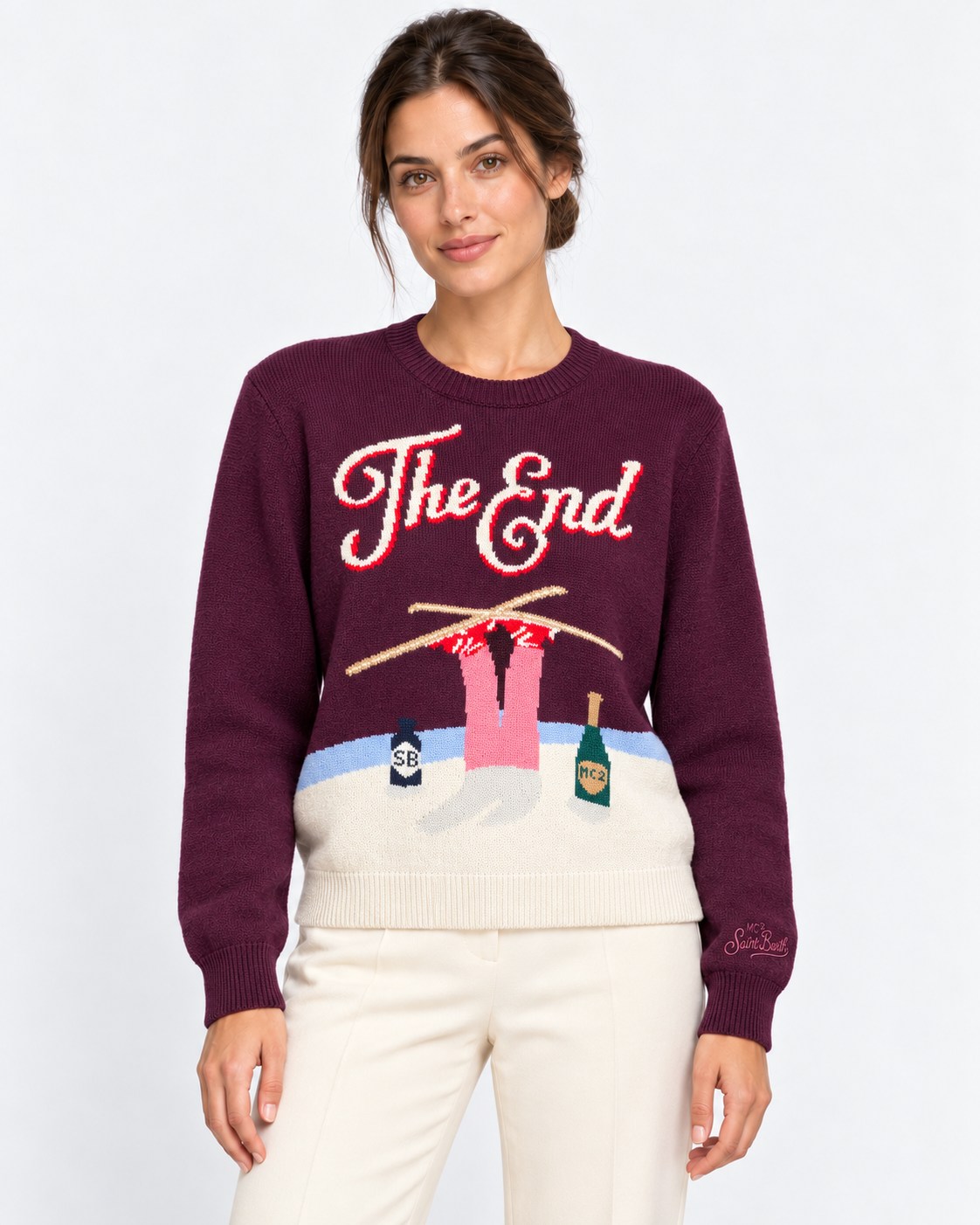 MC2 Saint Barth Maglia Donna New Queen The End Prugna in Misto Lana e Cashmere
