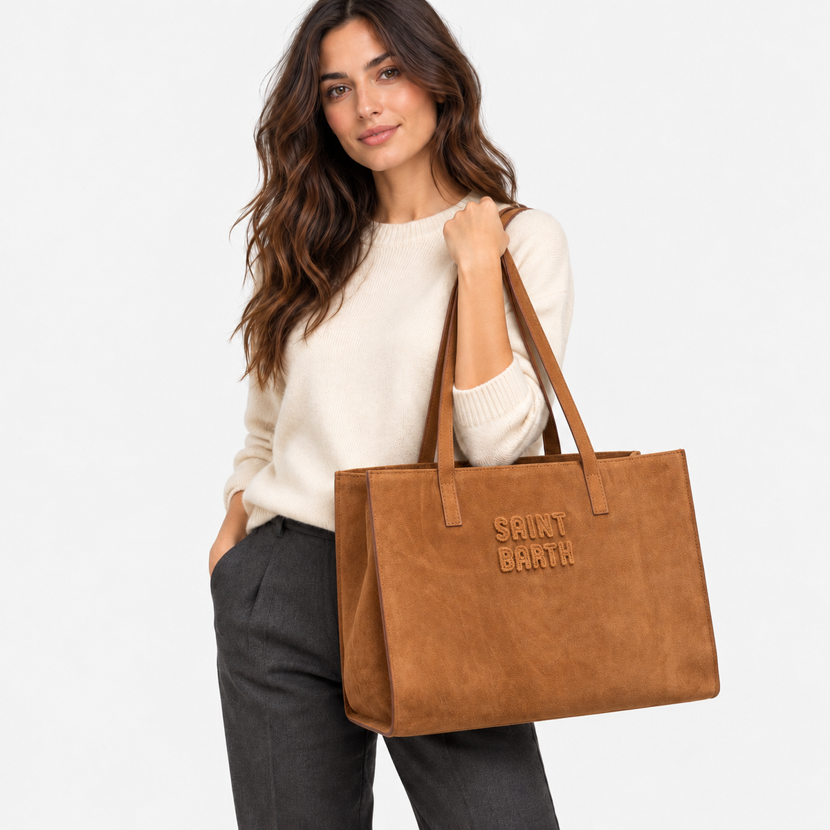 MC2 Saint Barth Borsa Donna Jour Bag in Suede Color Cuoio