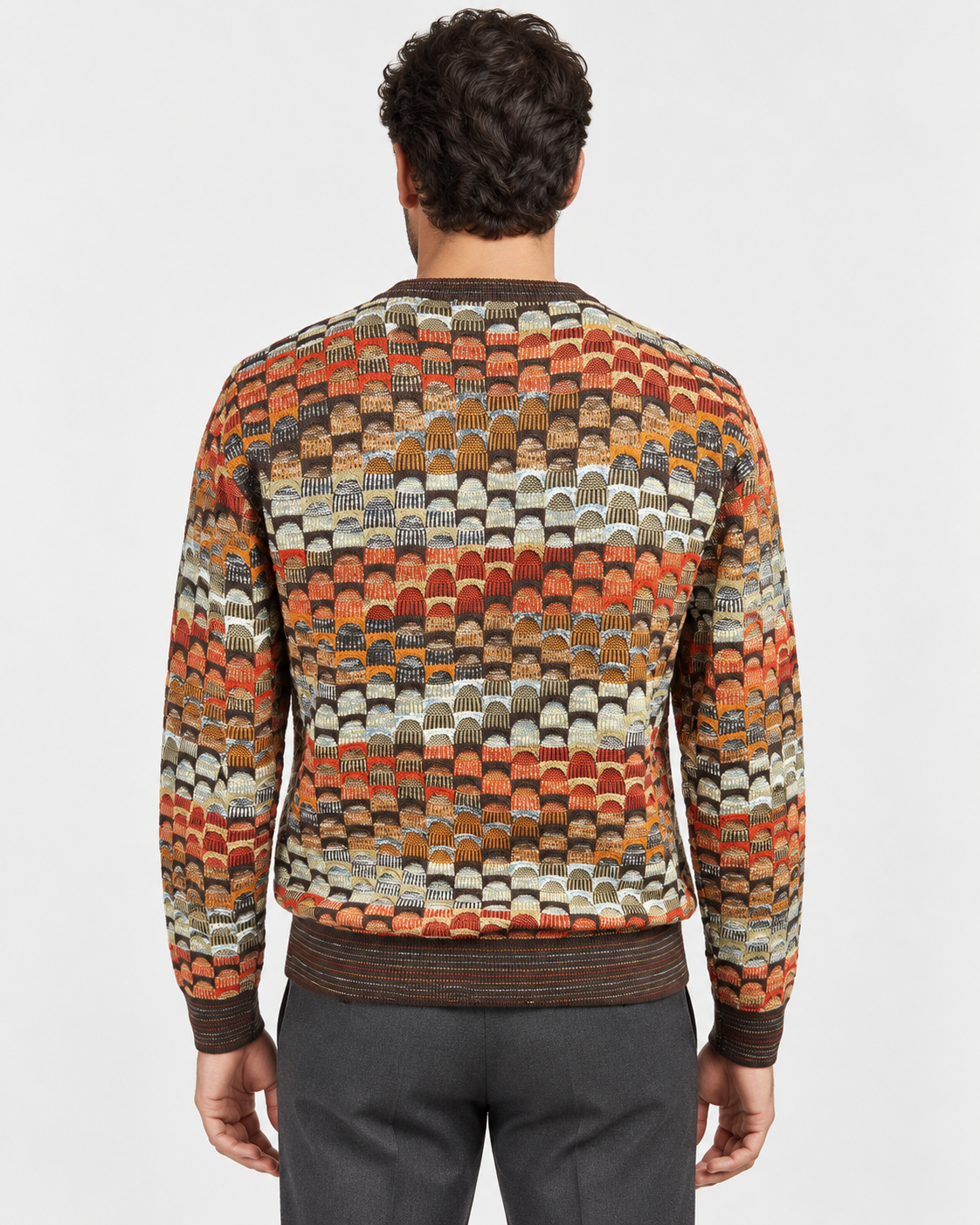 Lorenzoni Maglia girocollo uomo fantasia geometrica multicolore