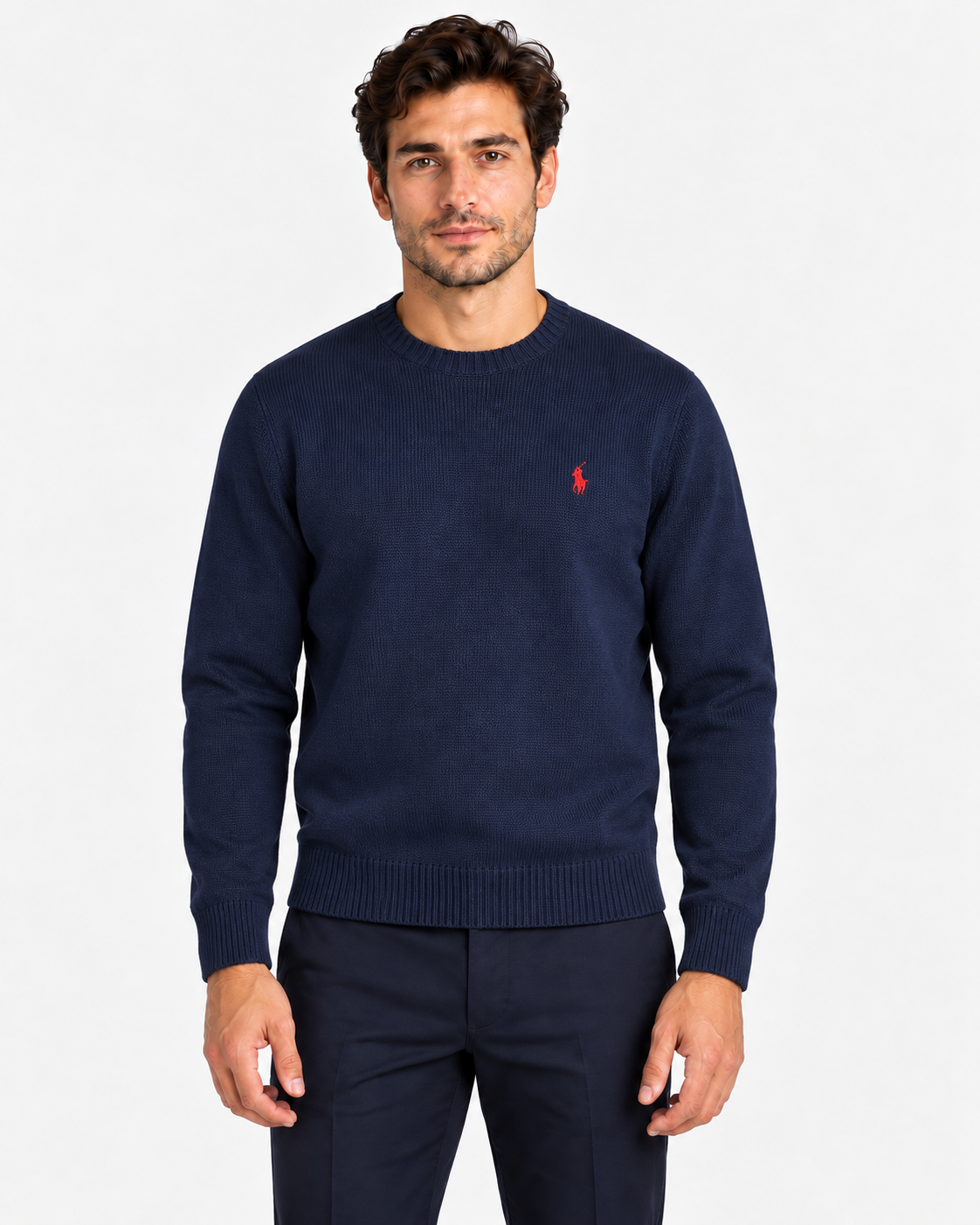 Polo Ralph Lauren Maglione Uomo Girocollo in Cotone Blu