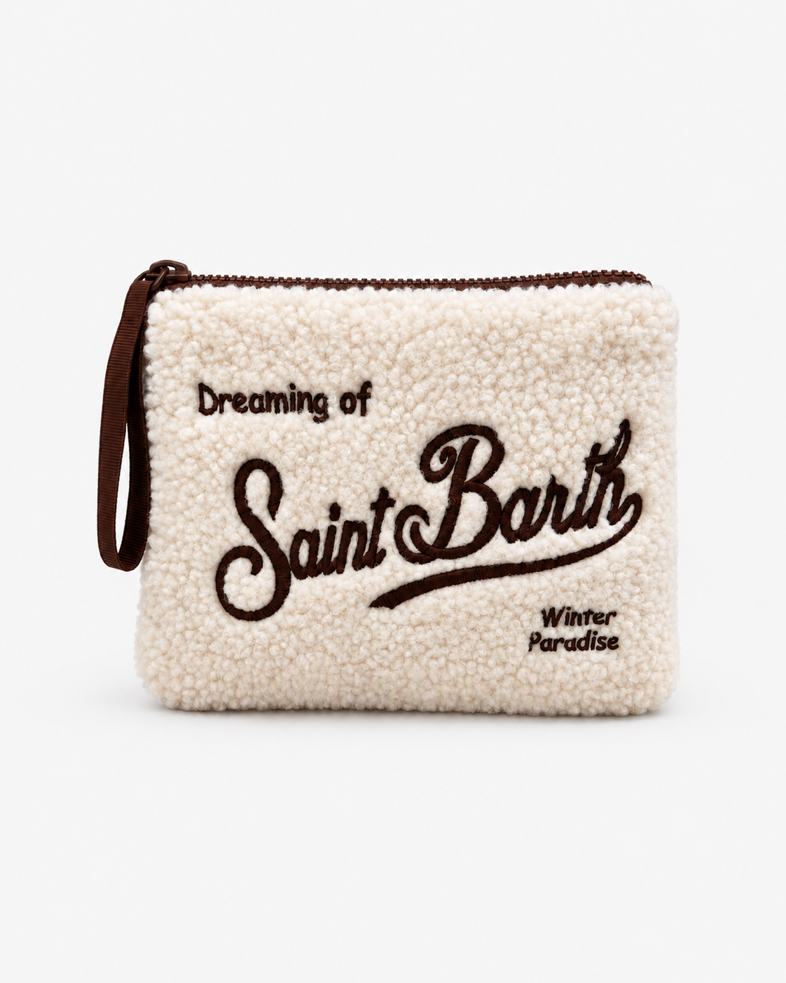 MC2 Saint Barth Pochette Donna Aline Teddy Panna con Ricamo Marrone