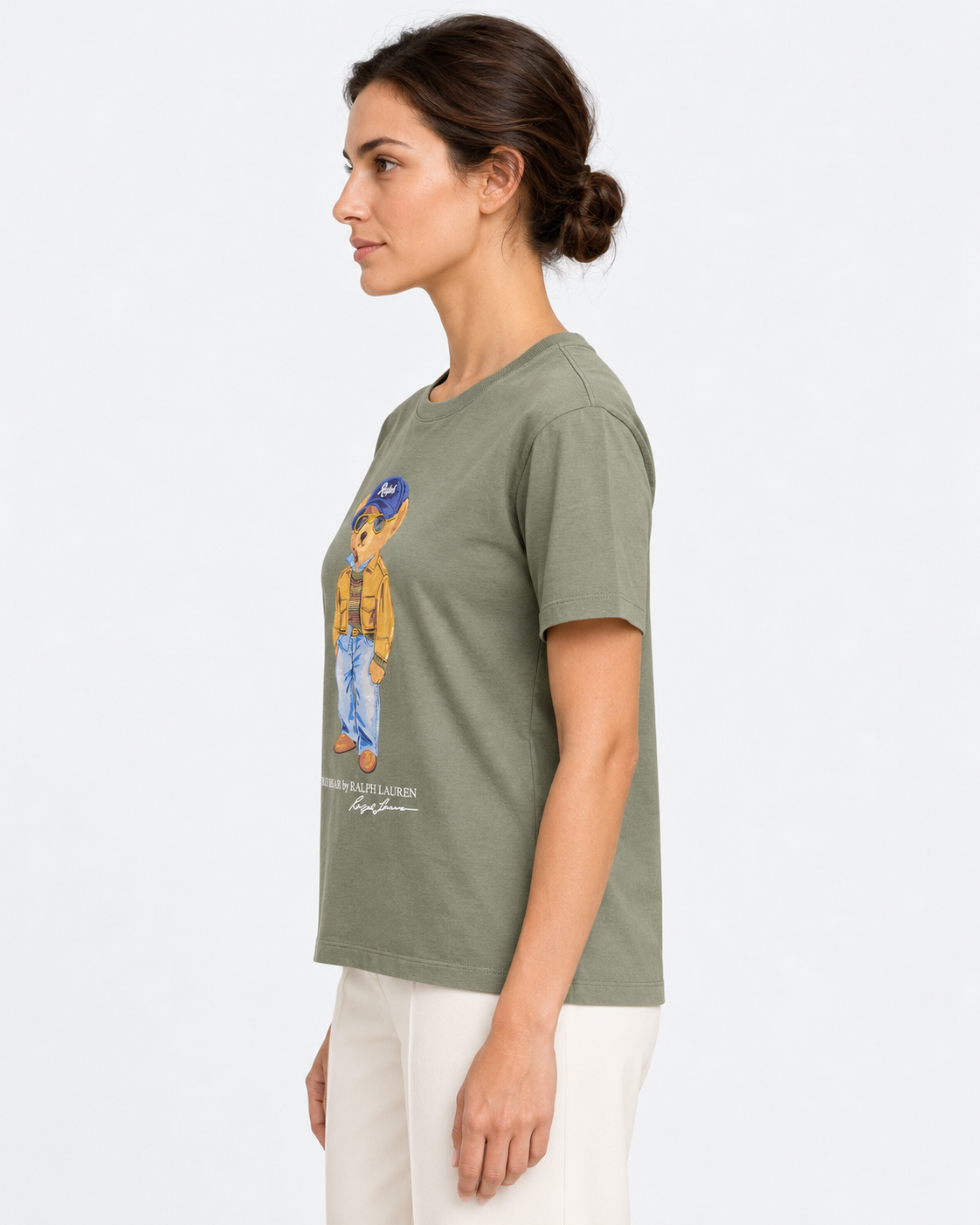 Polo Ralph Lauren T-shirt Donna Polo Bear in Cotone Verde Oliva