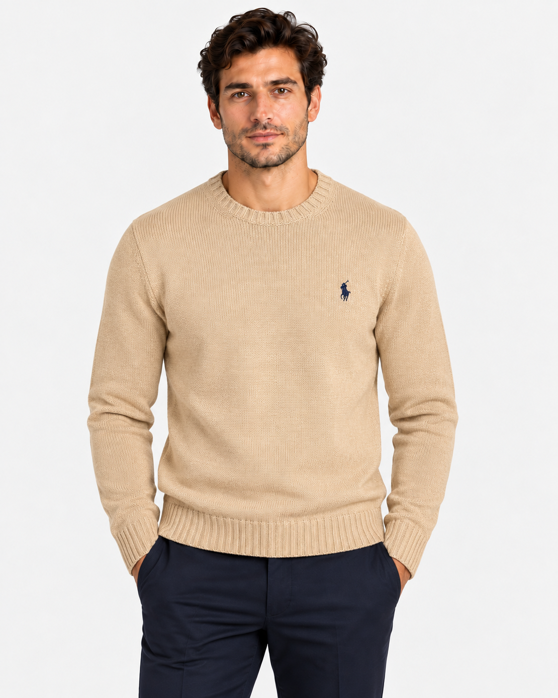 Polo Ralph Lauren Maglione Uomo Girocollo in Cotone Brown