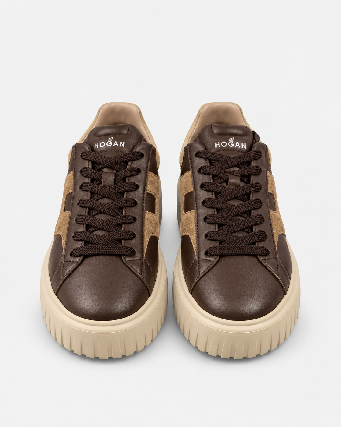 Hogan sneakers uomo h-stripes marrone