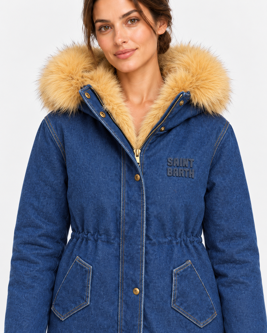 MC2 Saint Barth Parka Donna Brenna in Denim Blu