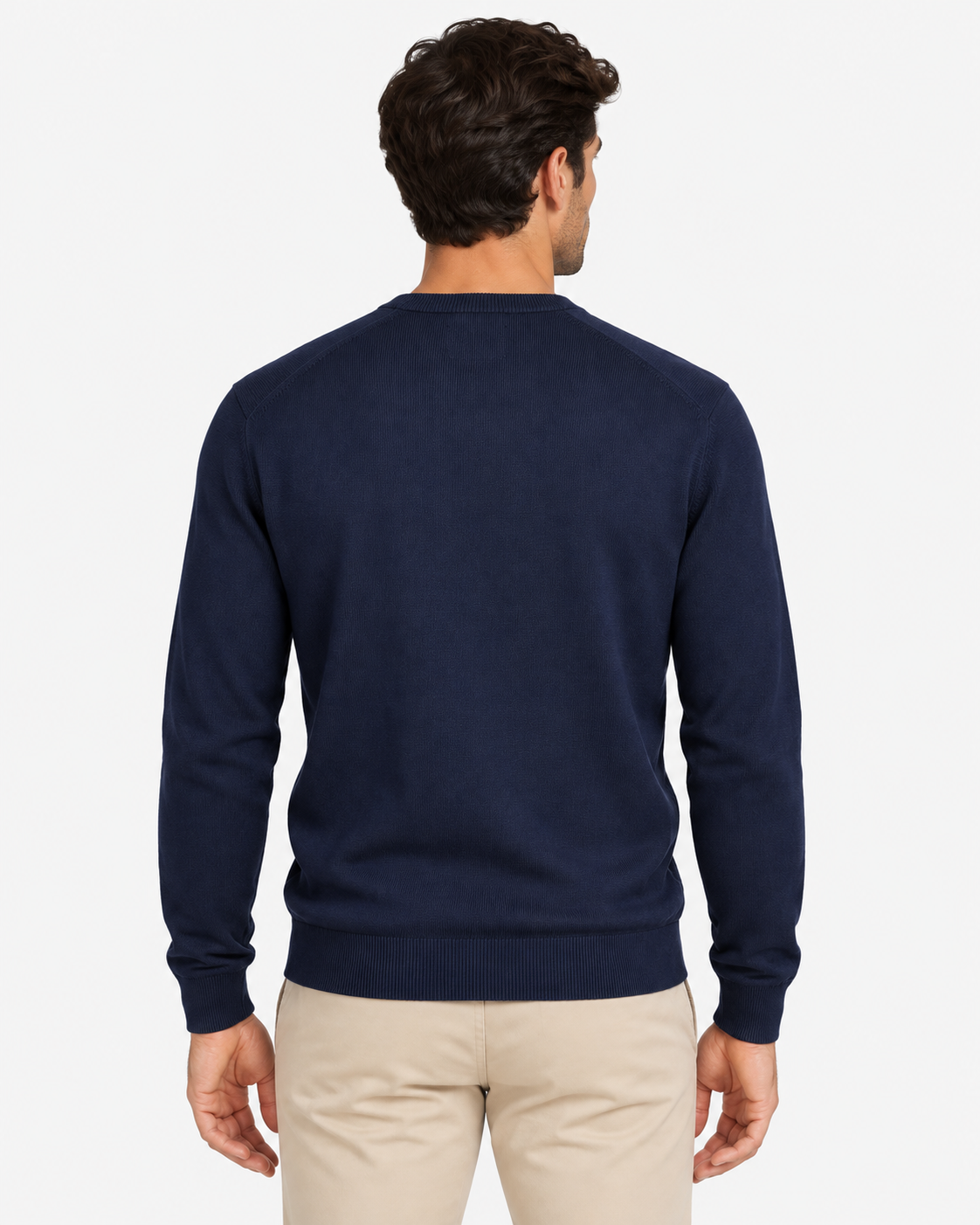 Polo Ralph Lauren Maglione Uomo Girocollo in Cotone Blu Slim Fit